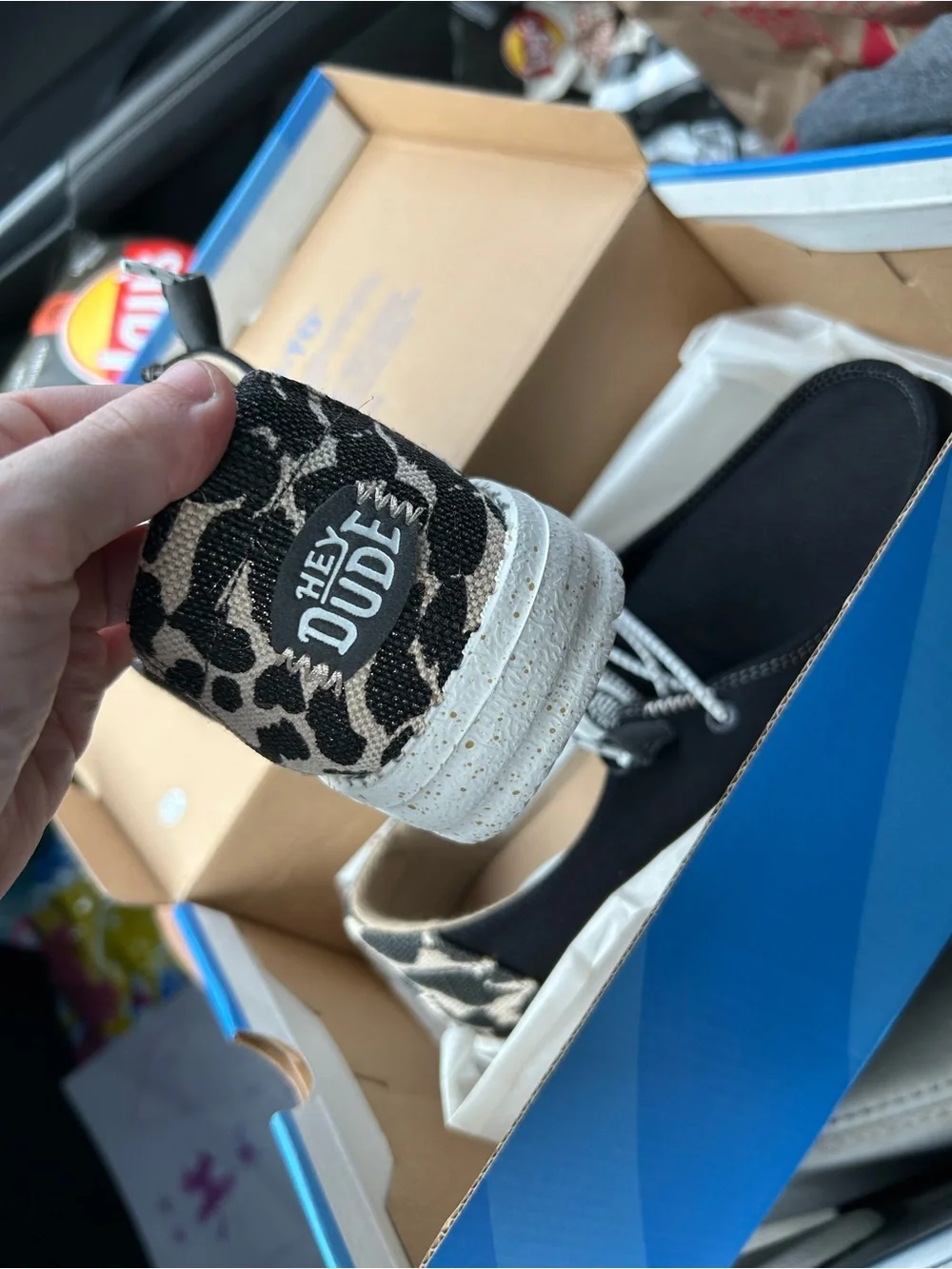Hey Dude Women Wendy Slip-On Shoes in Black and Cream - Picture 2 of 4